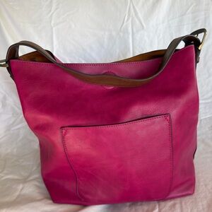 Joy Susan Womens Faux Leather: Hobo 2-in-1 Handbag- Fushia